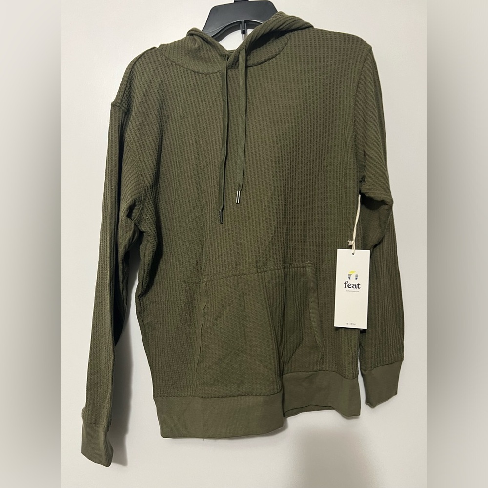 feat Olive Green Lounge Lightweight SOFT Textured Hoodie